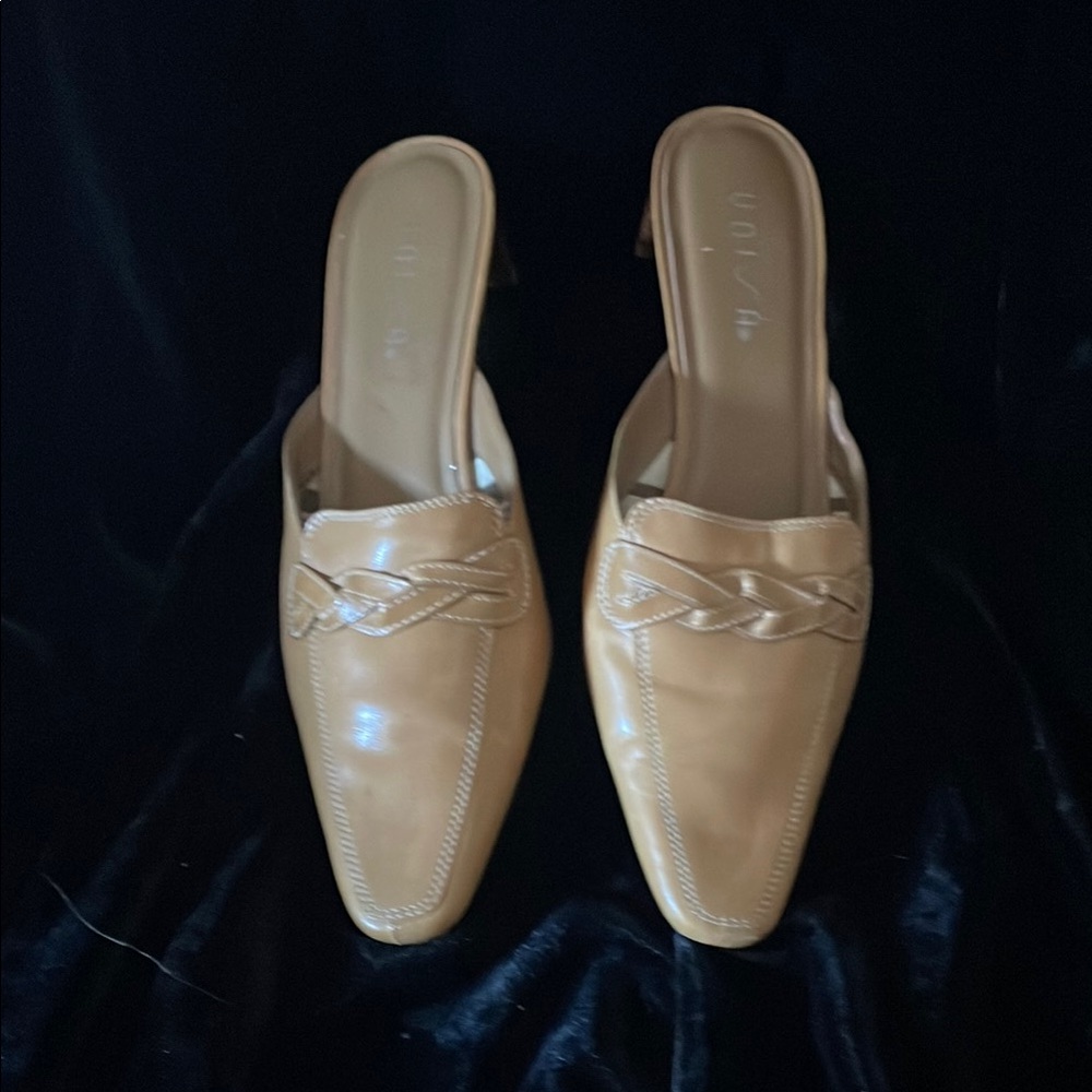 Unisa leather mule slides. Braided loafer style. Aprox. 2” heel. Size 7.5 B.